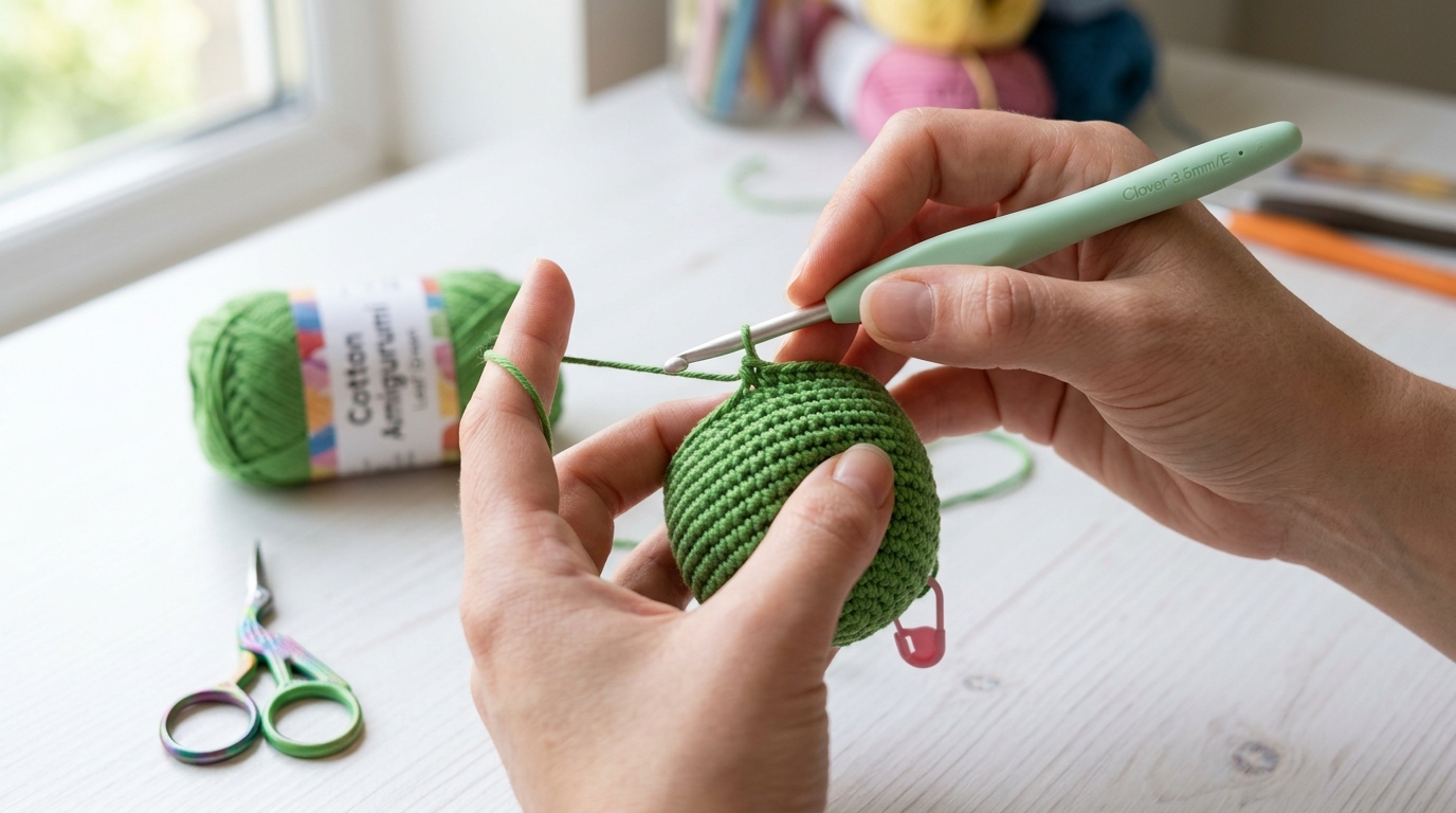 Step by Step Crocheting the Frog Body and Bobble Eyes