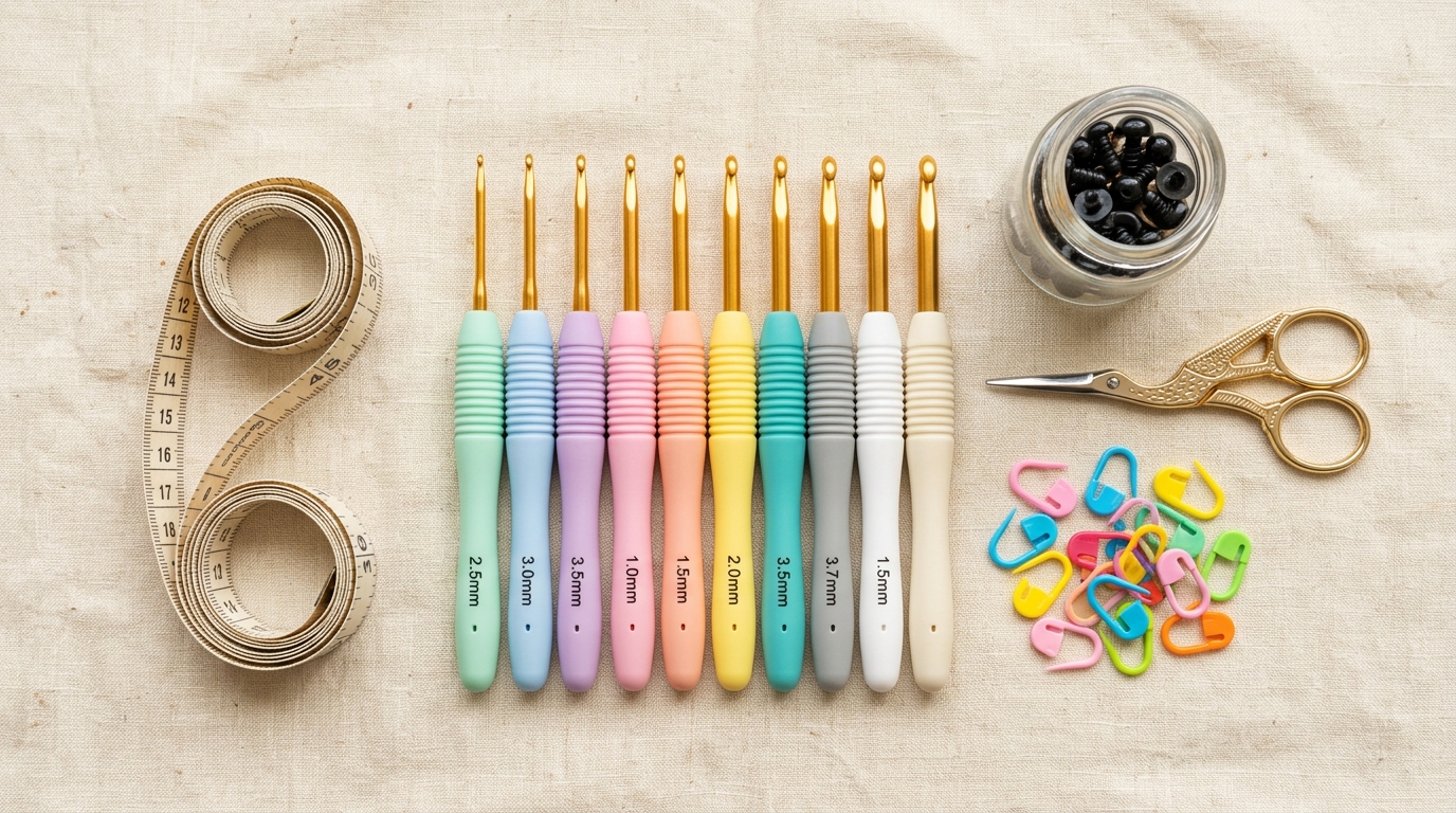 Essential Amigurumi Tools Hooks Safety Eyes and Notions