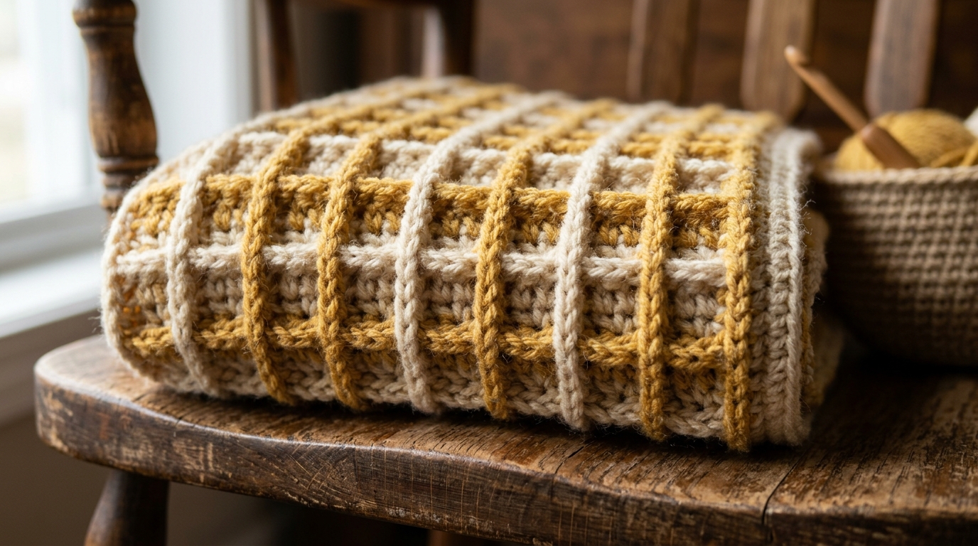 How to Crochet the Waffle Stitch Textured Baby Blanket Front Post Double Crochet